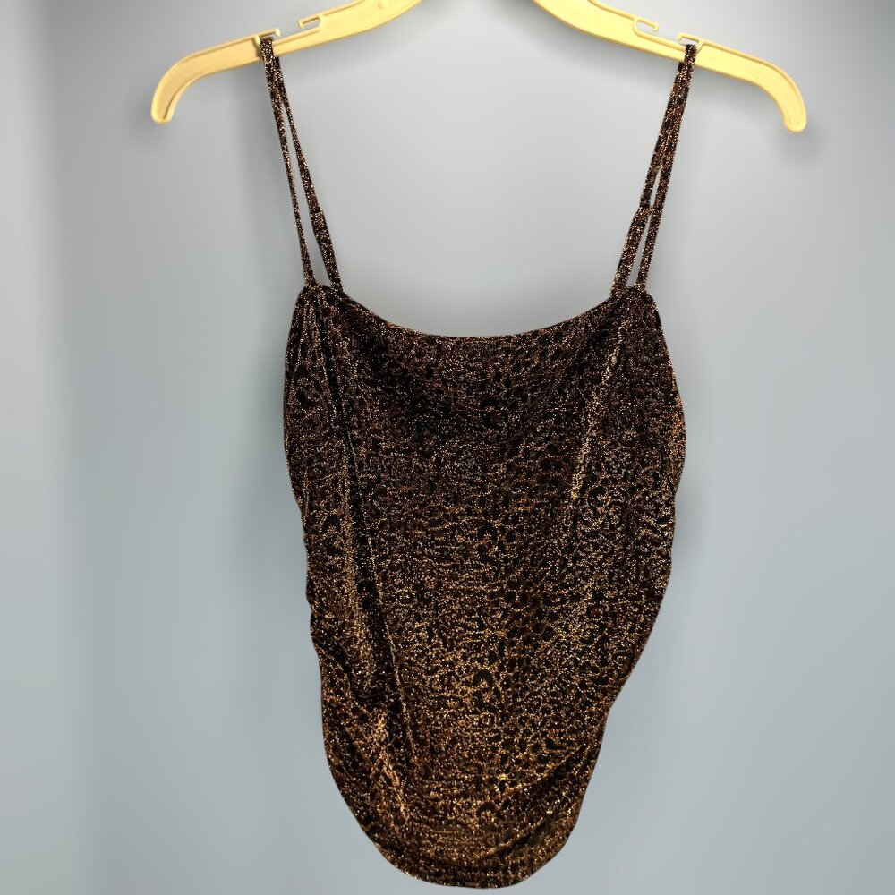 Willow + Root COPPER METALLIC Leopard Print Crop Top Women’s Medium NWT
